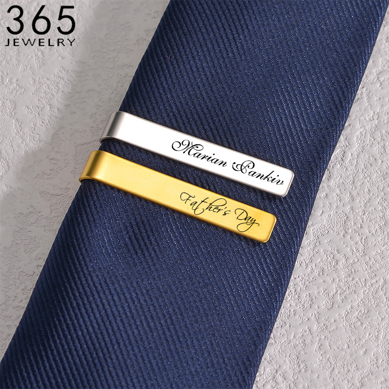 Stainless Steel Engraved Name  – Tie Bar Set Gift recenzja i cena