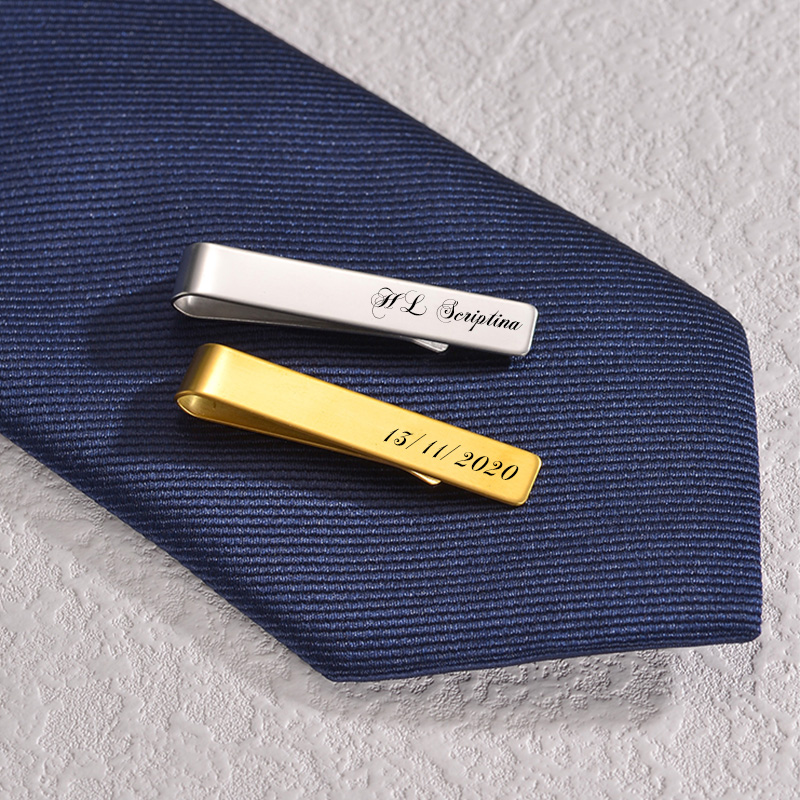 Stainless Steel Engraved Name  – Tie Bar Set Gift recenzja i cena