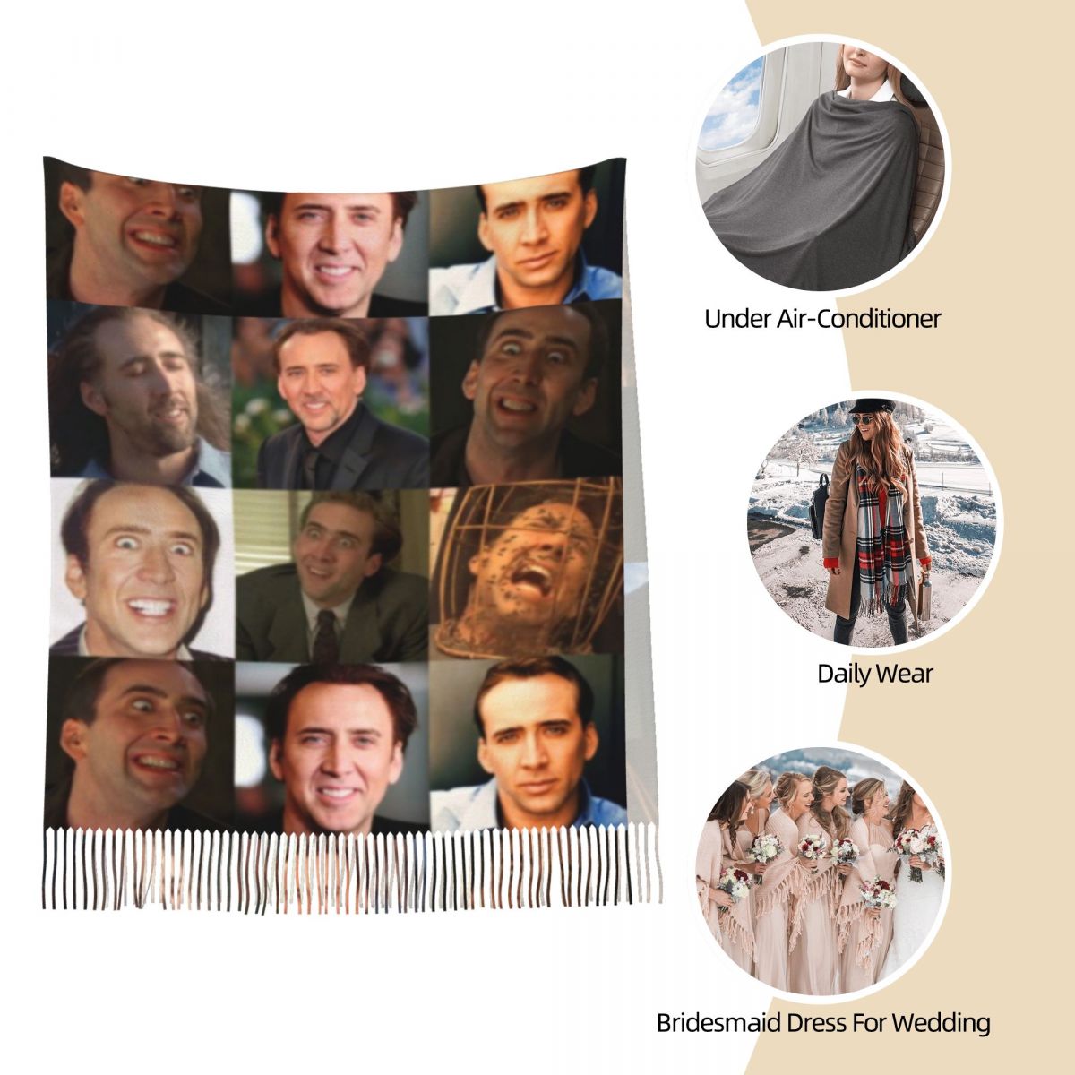 Nicolas Cage Funny Face Meme S – Pashmina Wrap Large recenzja i cena