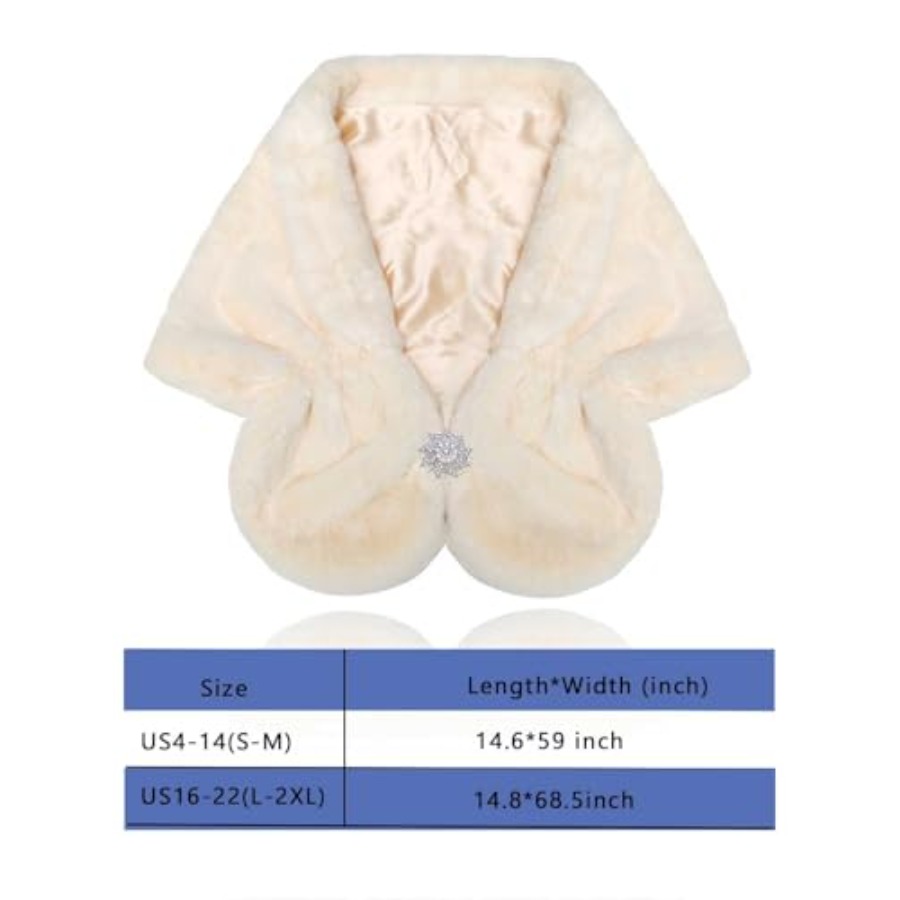 Aukmla Women's Wedding Fur Wra – Stole Wedding Shawl recenzja i cena