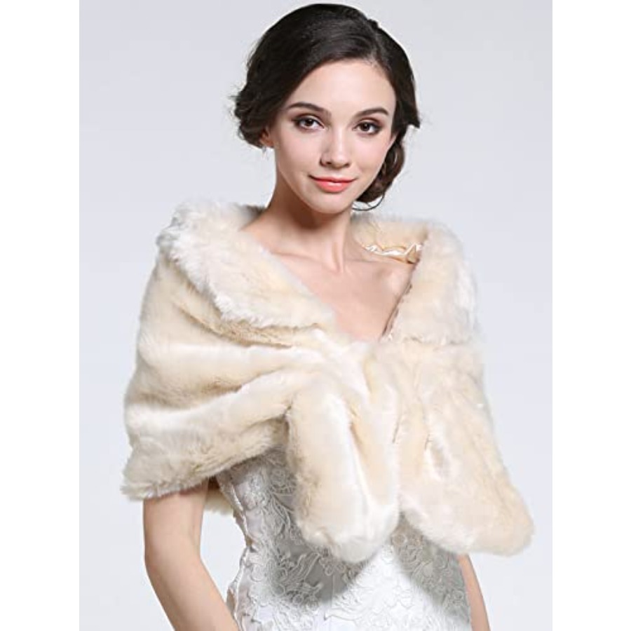 Aukmla Women's Wedding Fur Wra – Stole Wedding Shawl recenzja i cena