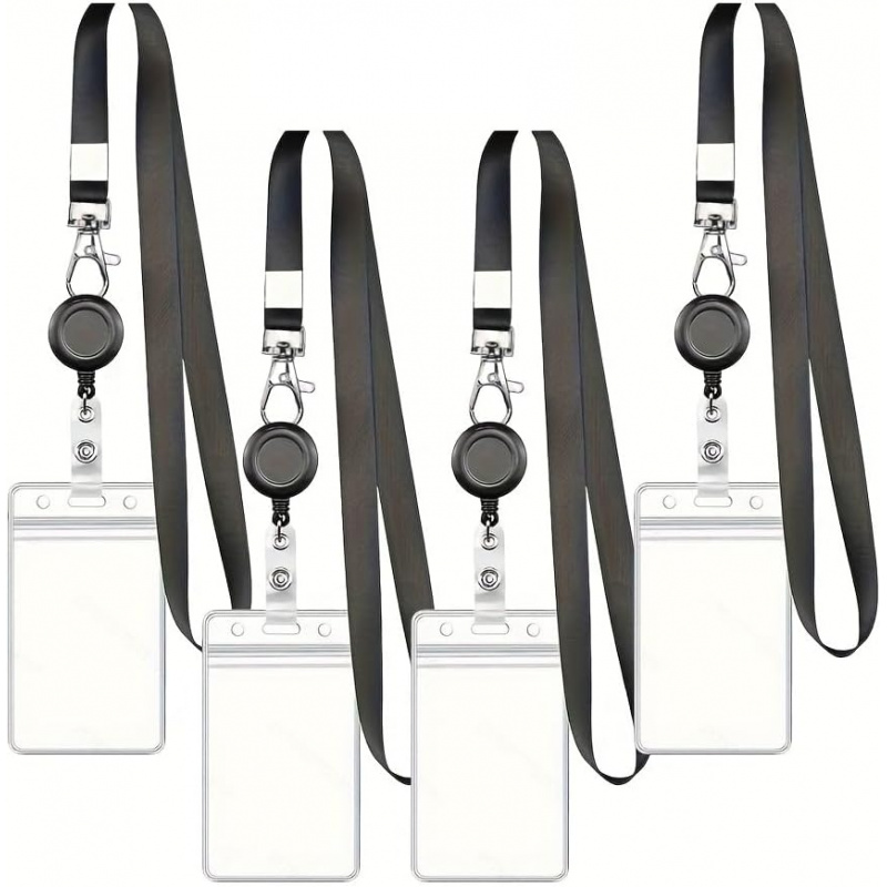 4PCS Lanyard Black Retractable – Lanyard Badge Holder recenzja i cena