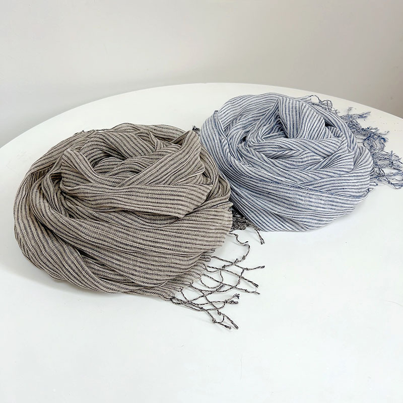 Retro Stripe 100% Linen scarf  – Ascot Neck Scarf recenzja i cena