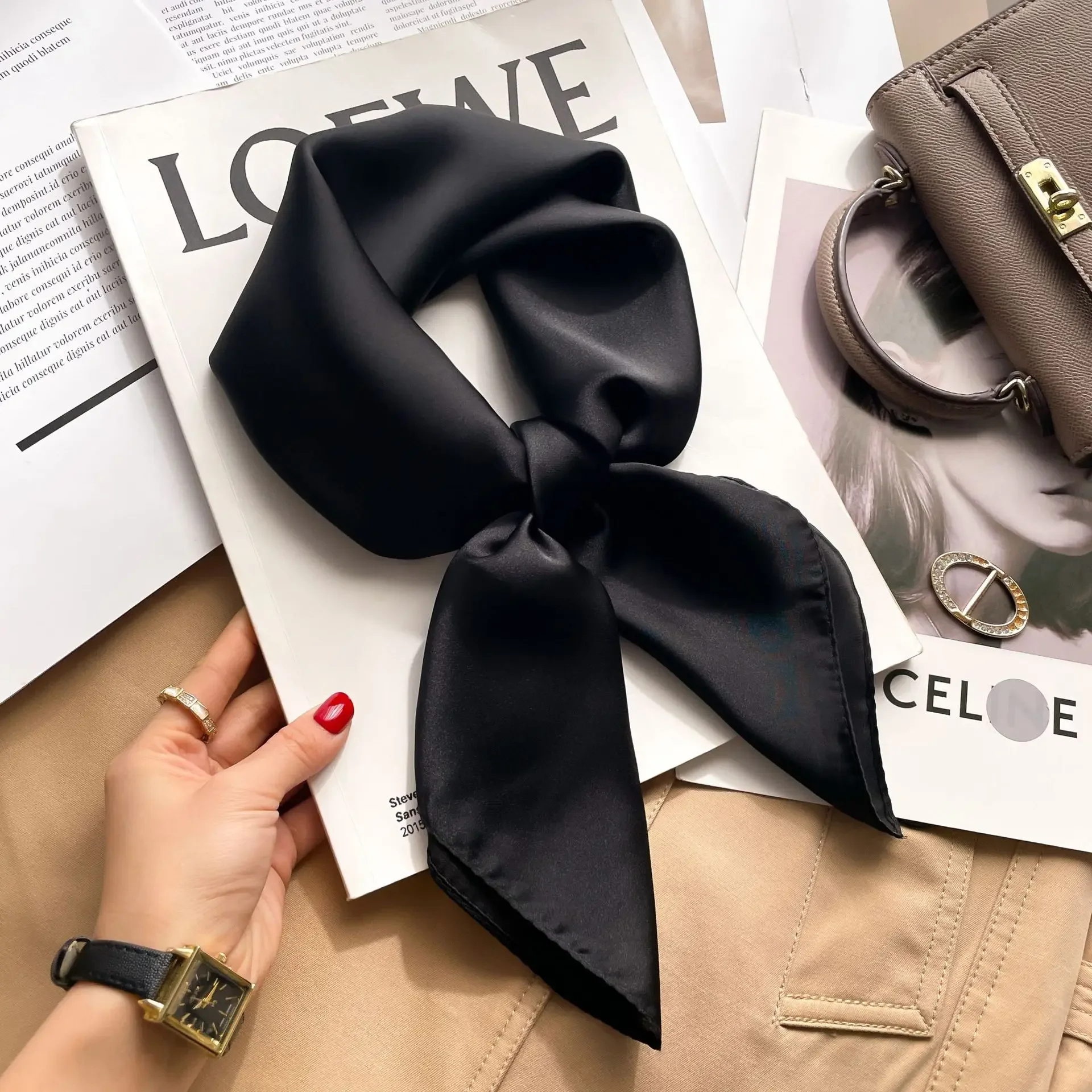 70cm Solid Colors Neckerchief  – Silk Neck Scarf recenzja i cena