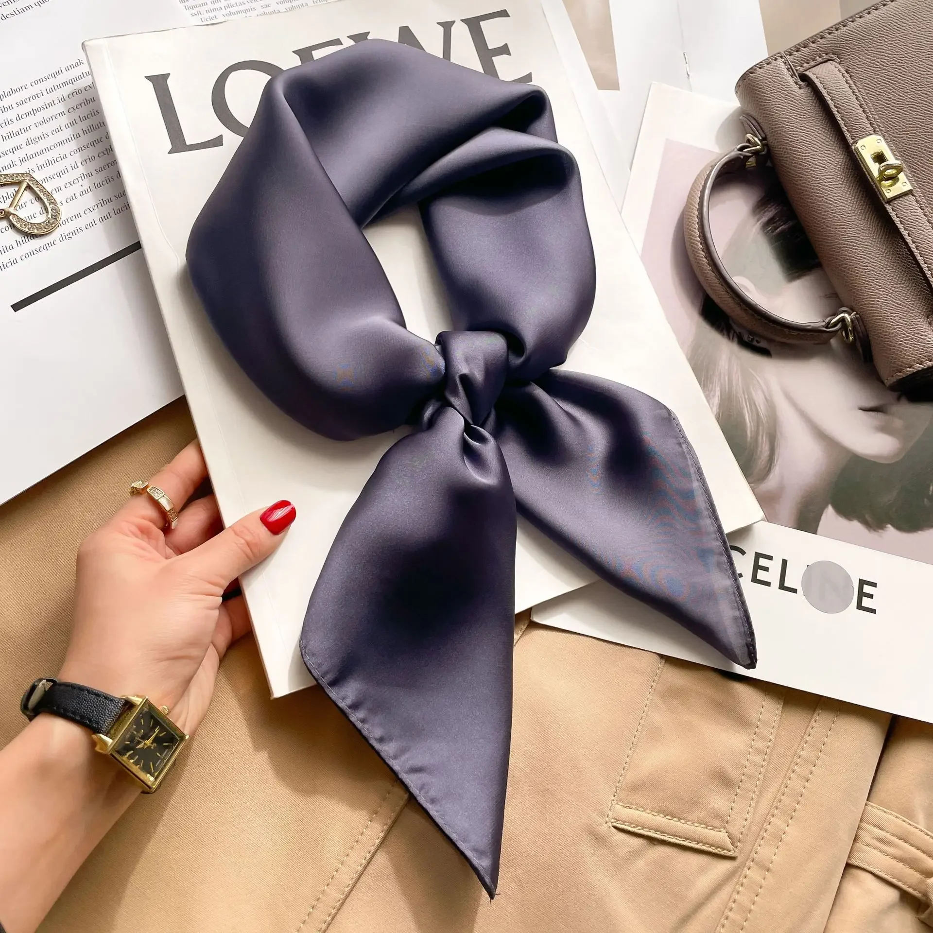 70cm Solid Colors Neckerchief  – Silk Neck Scarf recenzja i cena