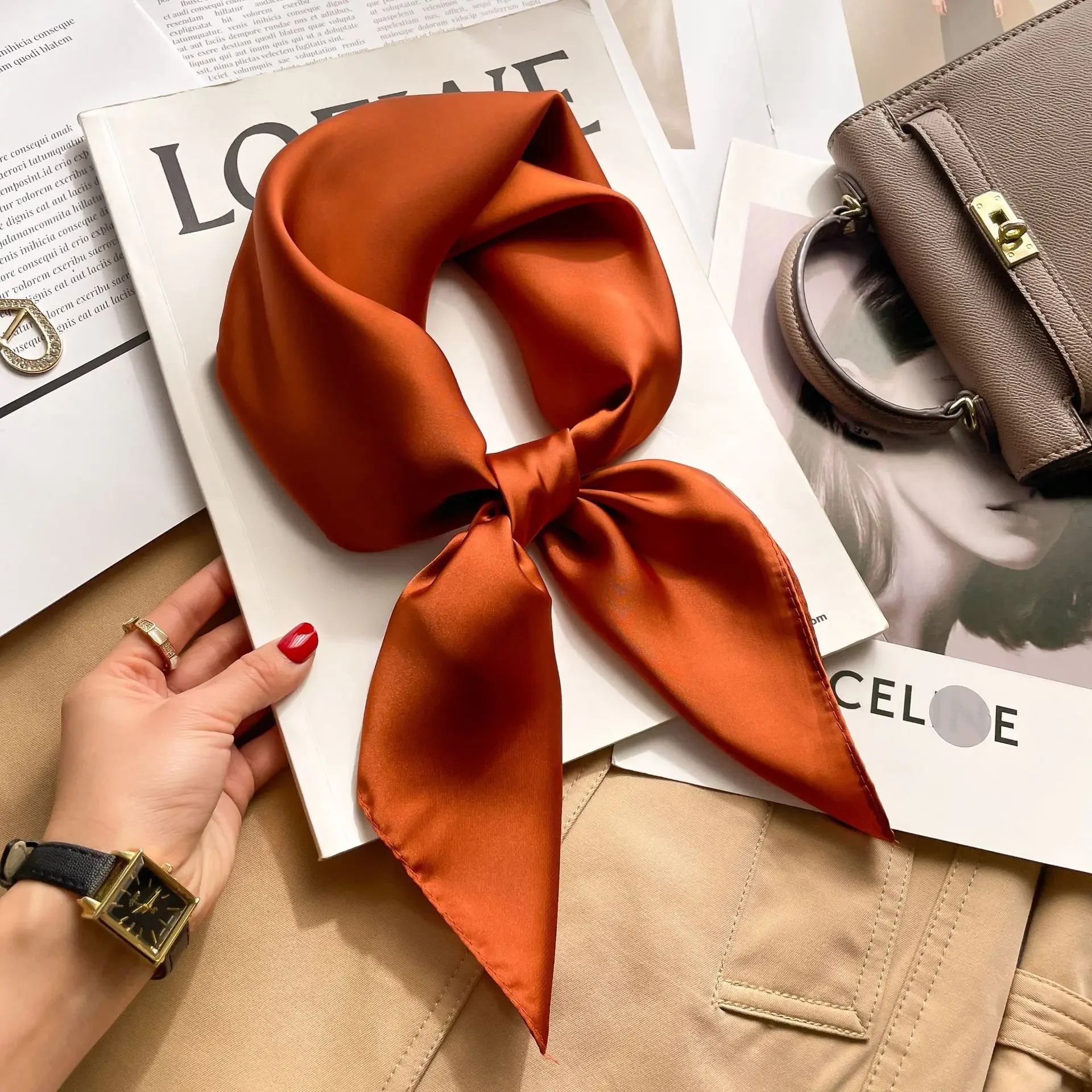70cm Solid Colors Neckerchief  – Silk Neck Scarf recenzja i cena