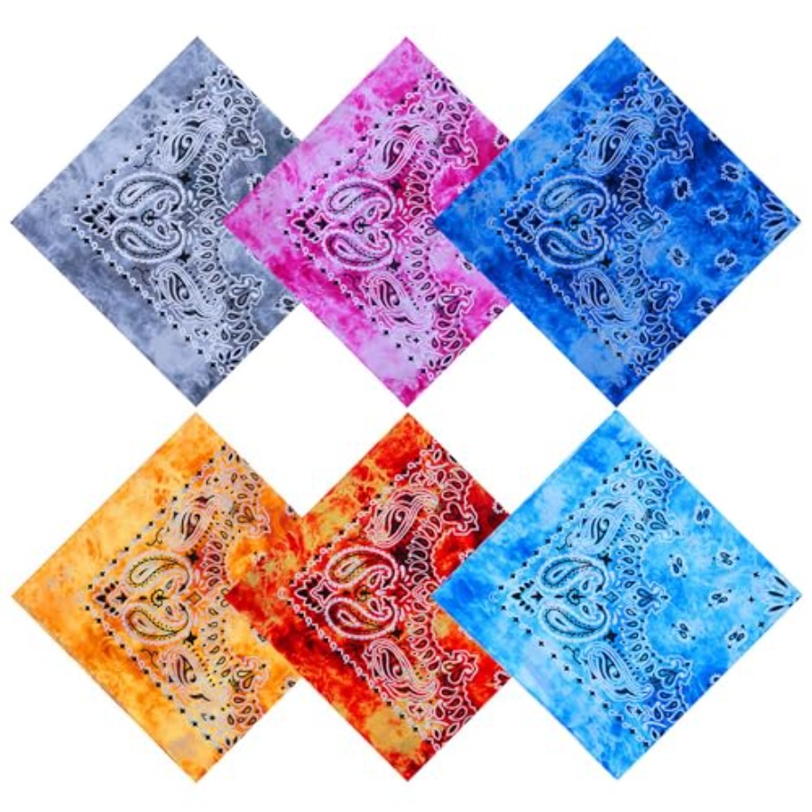 URATOT 6 Pack Tie Dye Bandana  – Handkerchief Cotton Men recenzja i cena