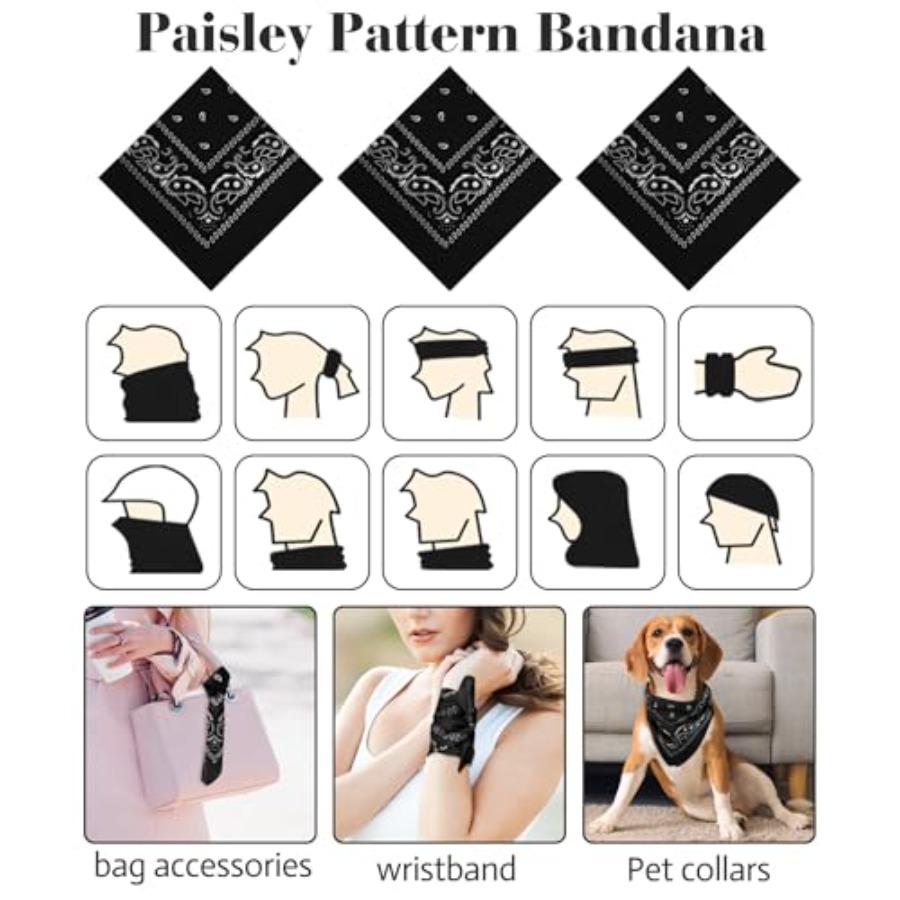 3/6/ Pack Bandanas for Women M – Handkerchief Cotton Men recenzja i cena