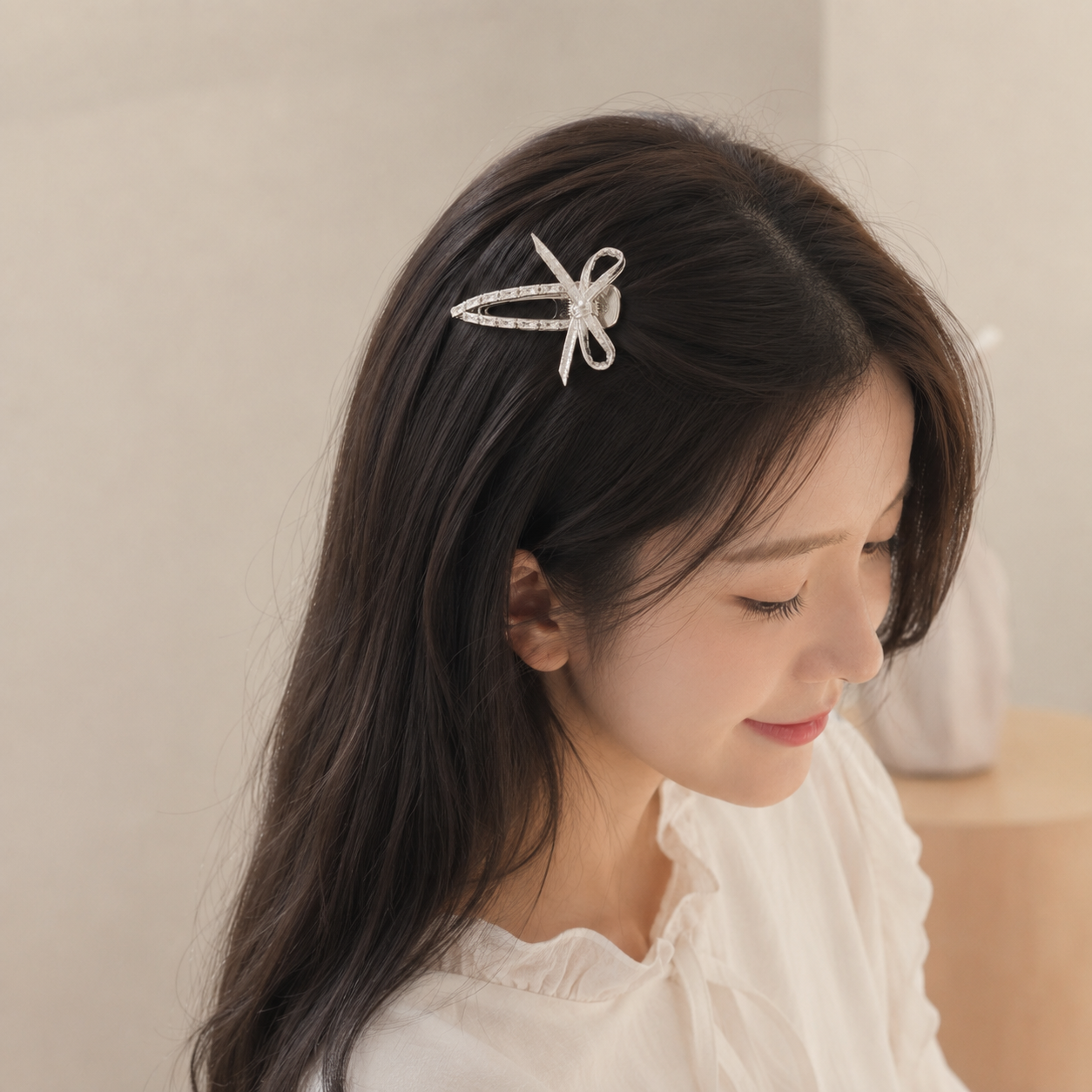 Y2K Bow Hair Clip Silver Alloy – Tie Clip Silver recenzja i cena