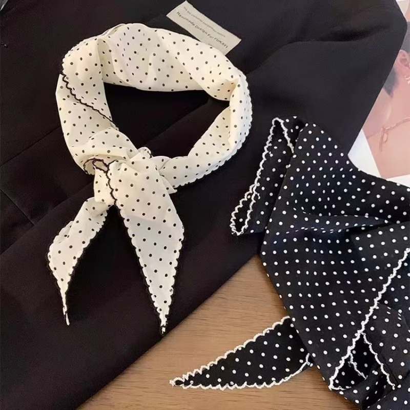 Black White Polka Dot Scarf fo – Ascot Neck Scarf recenzja i cena