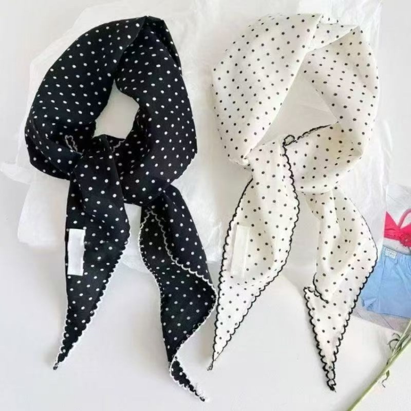 Black White Polka Dot Scarf fo – Ascot Neck Scarf recenzja i cena