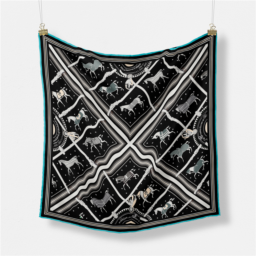 53CM Brand Small Plaid Horse P – Silk Neck Scarf recenzja i cena