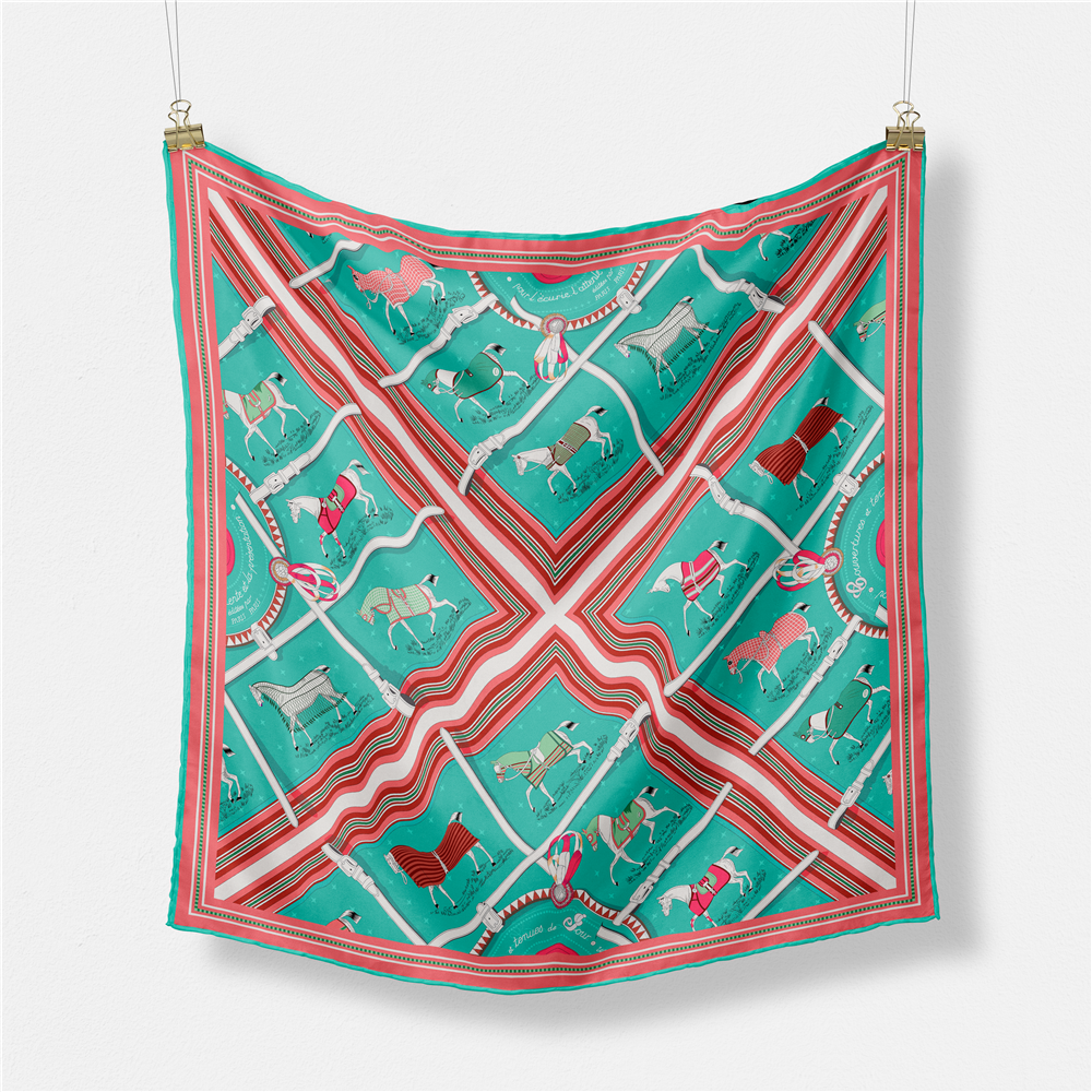 53CM Brand Small Plaid Horse P – Silk Neck Scarf recenzja i cena