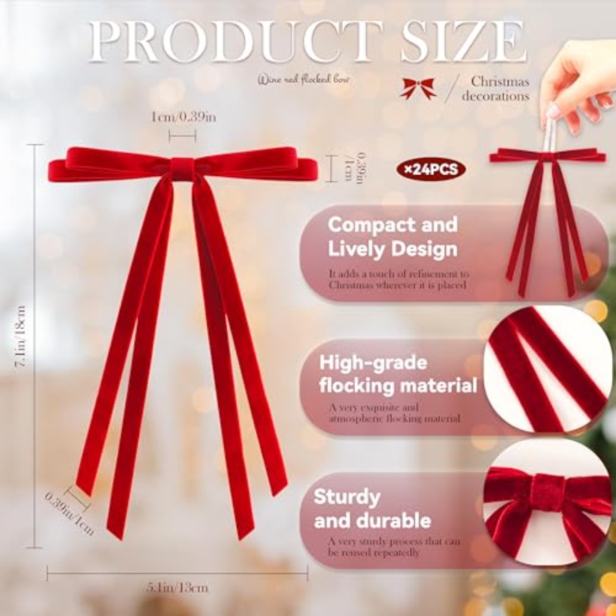 24 Pcs Christmas Bows for Tree – Bow Tie Pre Tied recenzja i cena
