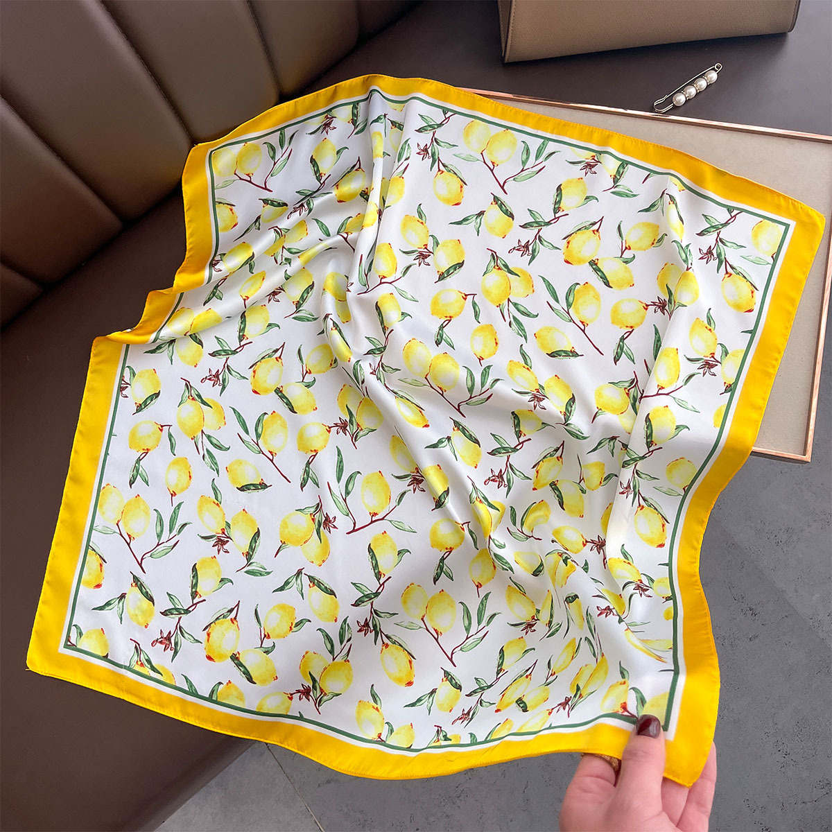 2025 New Yellow Lemon Print Sq – Face Scarf Mask recenzja i cena