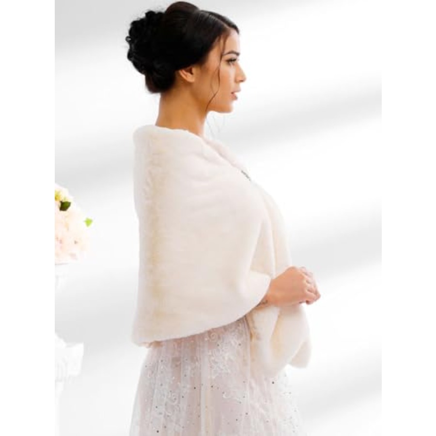 Bride Wedding Faux Fur Shawls  – Stole Wedding Shawl recenzja i cena