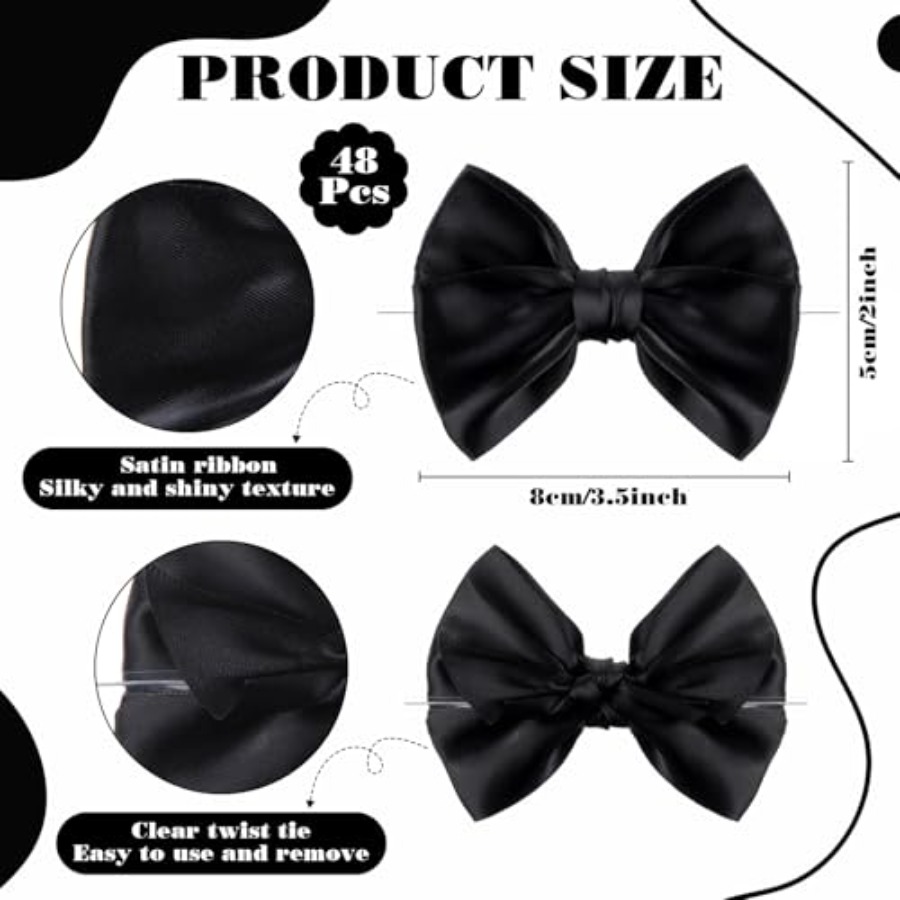 Black 48 Pcs 3.5 Inch Bows wit – Bow Tie Pre Tied recenzja i cena