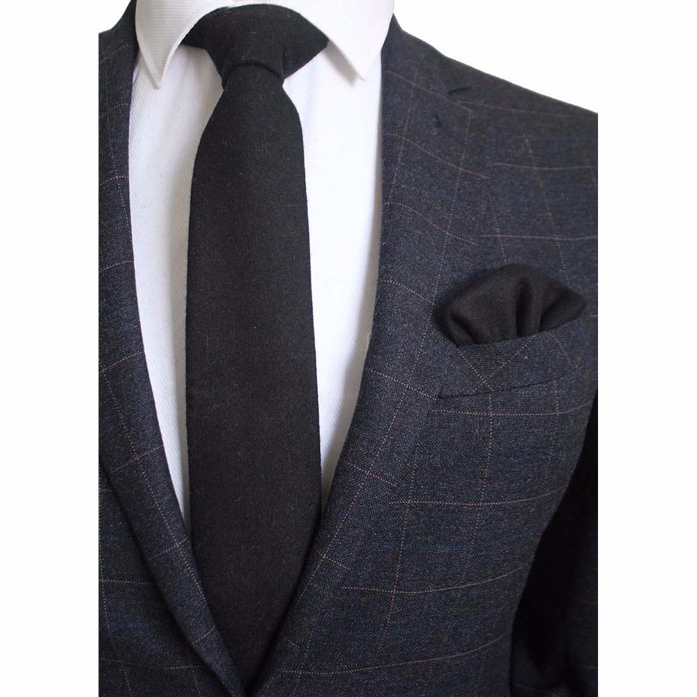 Ricnais 8cm Wool Necktie Solid – Handkerchief Cotton Men recenzja i cena