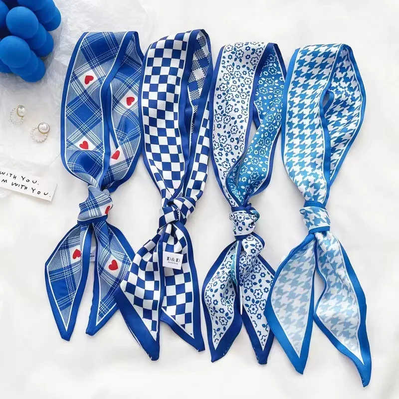 Klein blue silk scarf new chec – Silk Neck Scarf recenzja i cena