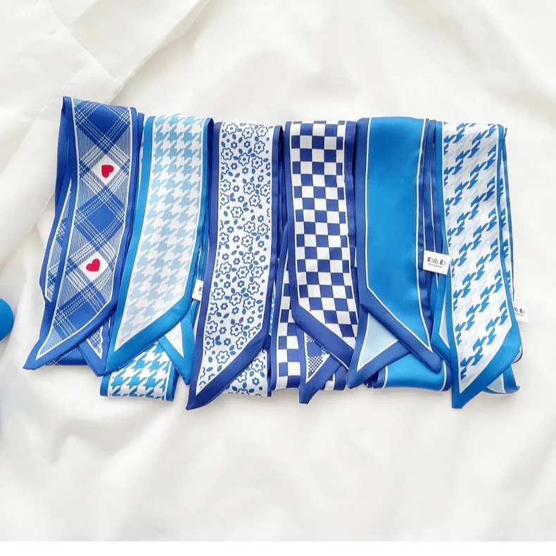 Klein blue silk scarf new chec – Silk Neck Scarf recenzja i cena