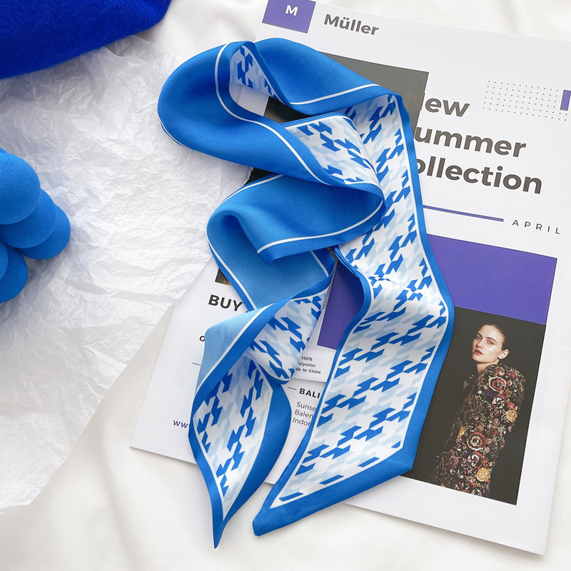 Klein blue silk scarf new chec – Silk Neck Scarf recenzja i cena